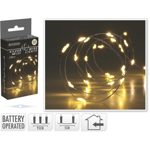 40LED CAVO ARGENTO LUCE CALDA